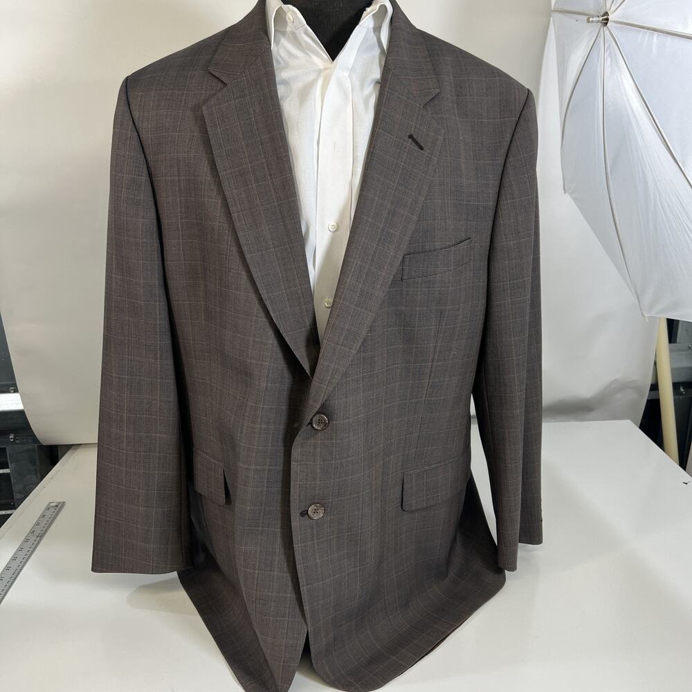 Alexandre London Blazer‎ Mens 48L Brown Plaid Pure New Wool Savile Row Jacket